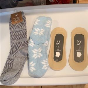 Sock bundle, 1 pair crew, one cozy, and 2 no show.